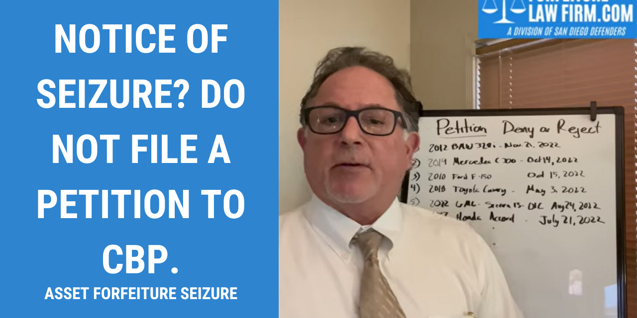 Notice of Seizure Do NOT file a Petition to CBP.(2)